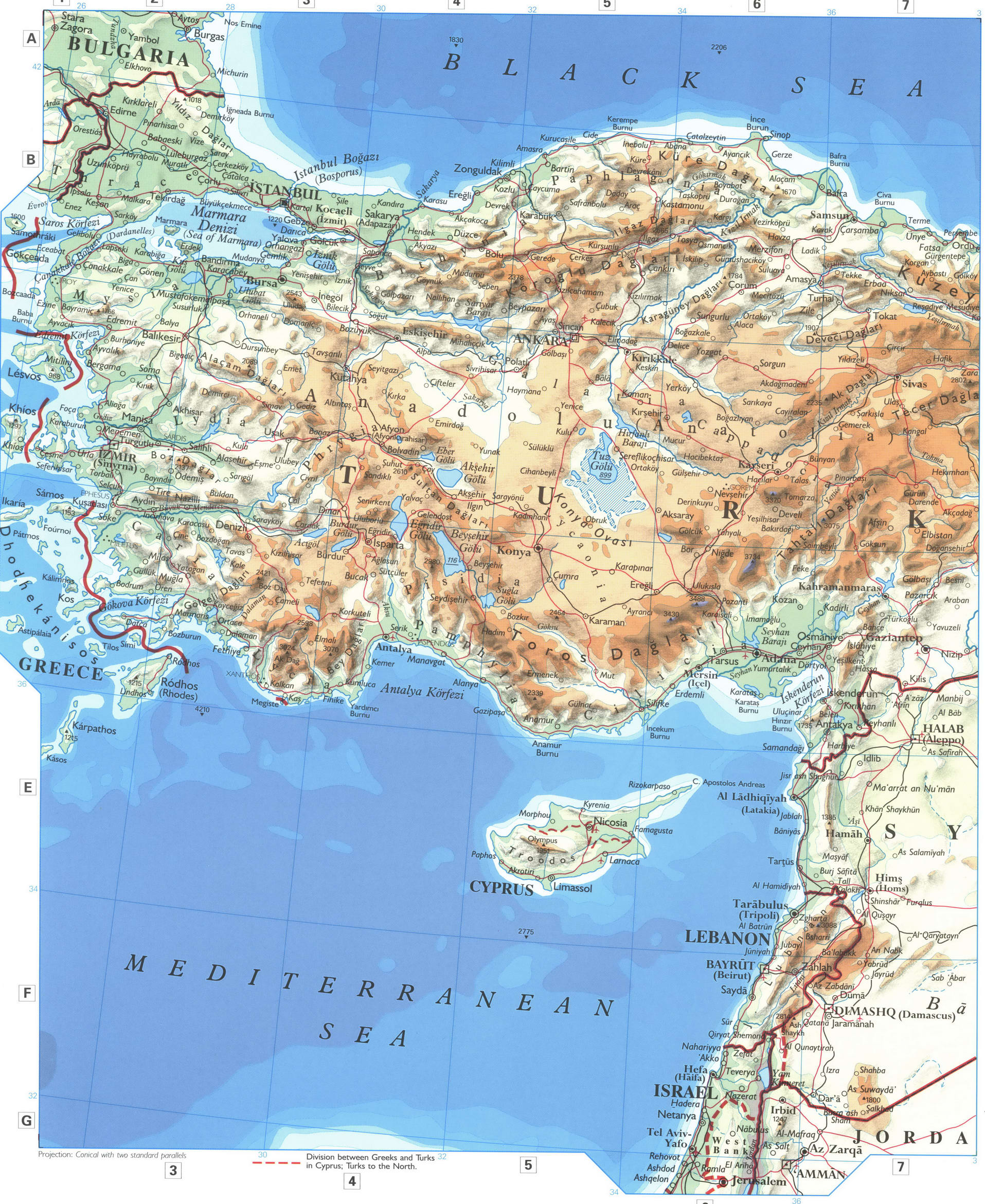 Турция и Сирия карта