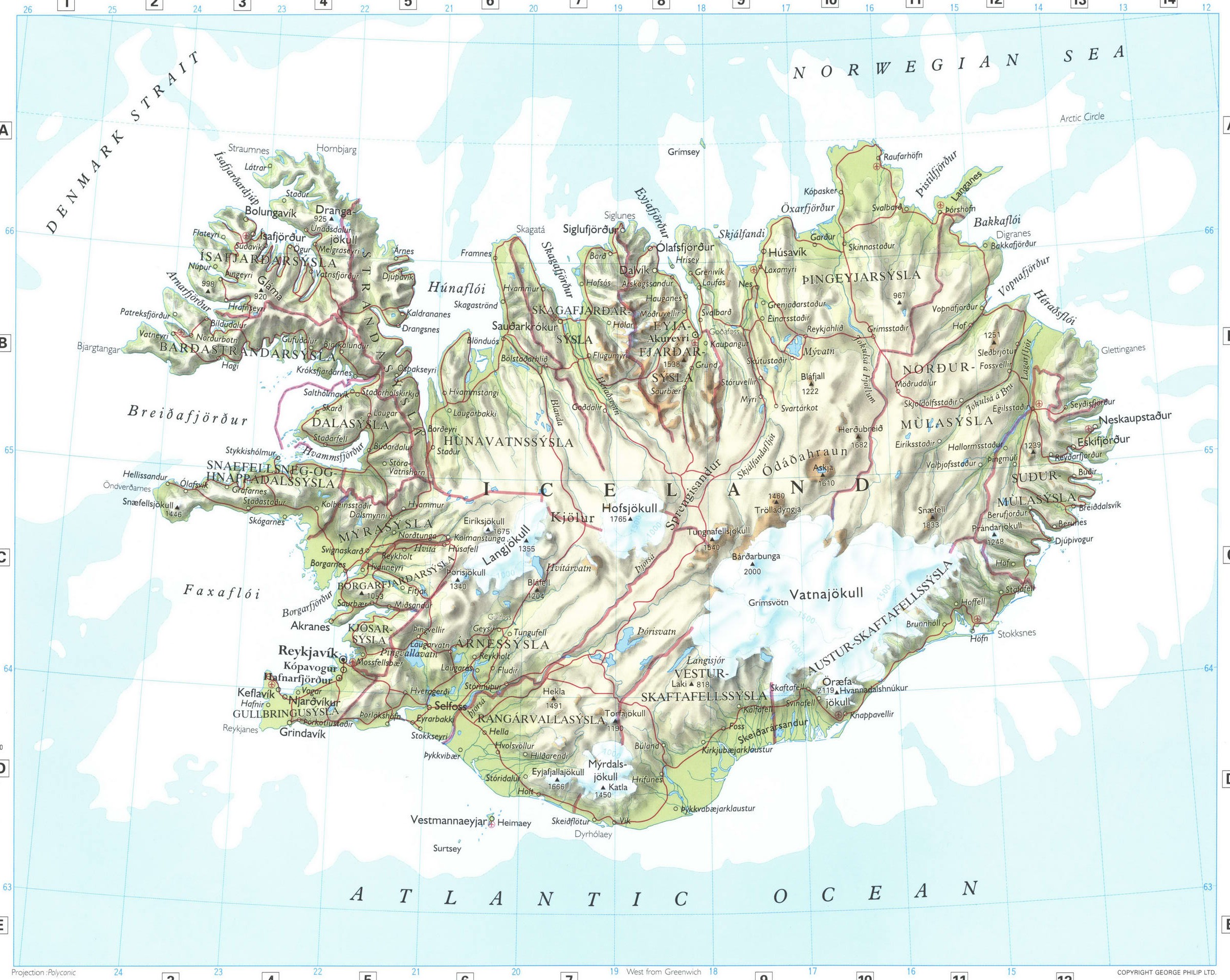Исландия на карте мира, скачать бесплатно физическую карту Исландии - Атласмира