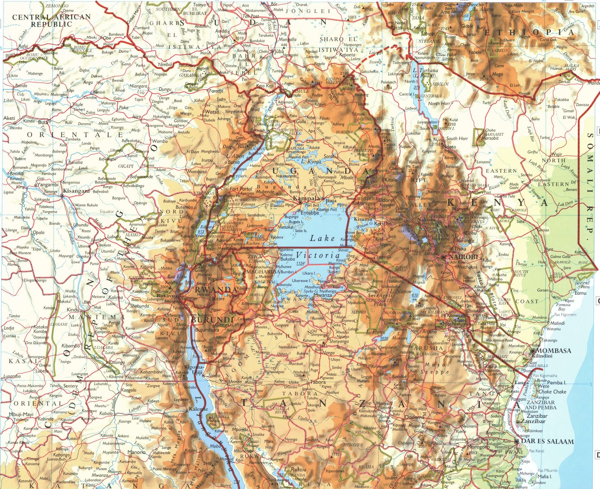 Восточная Африка карта