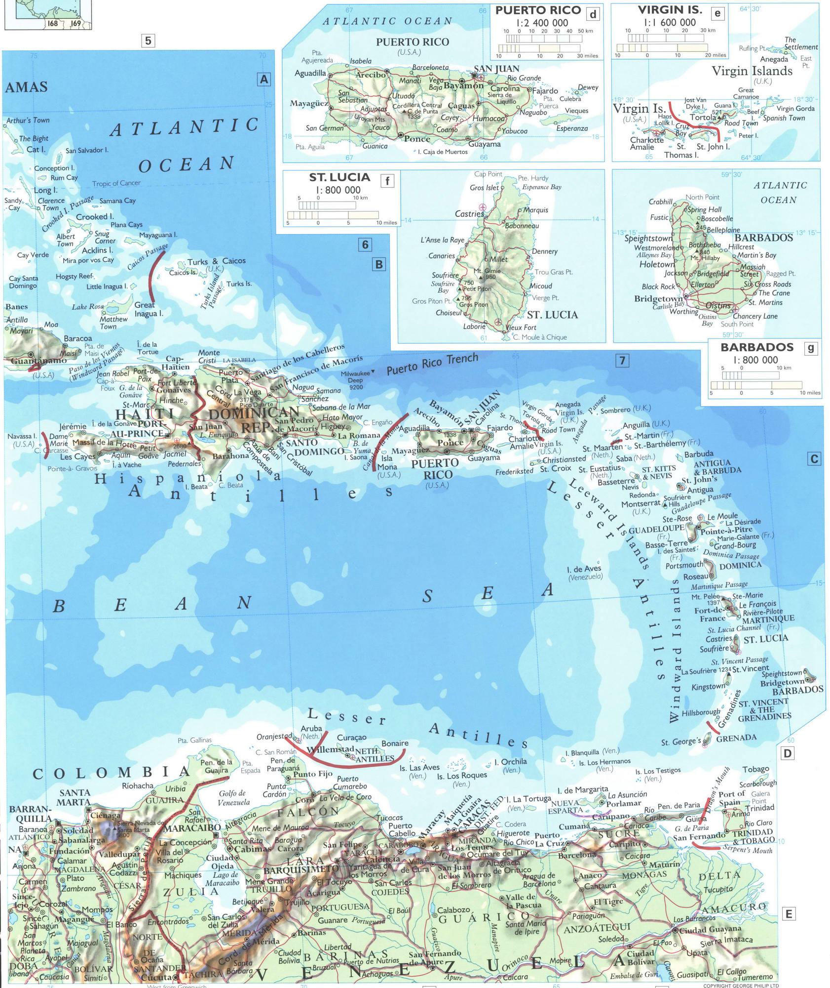 Бассейн Карибского моря карта