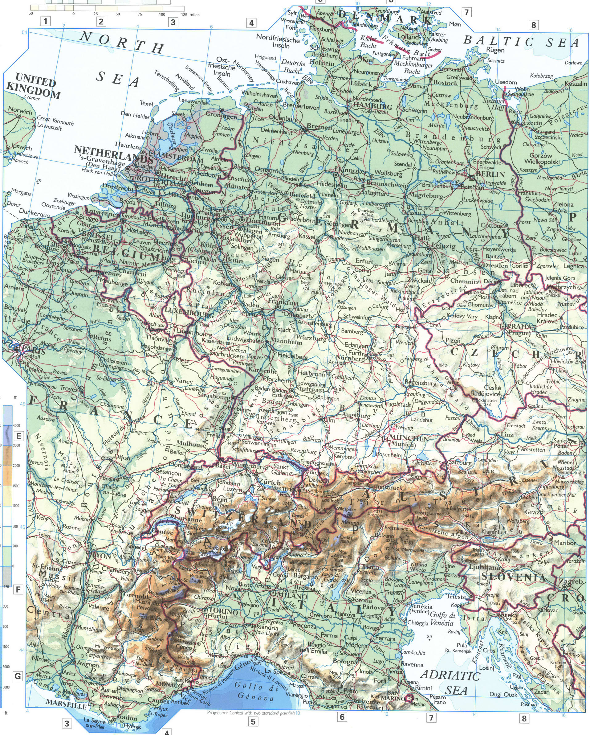 Центральная Европа карта