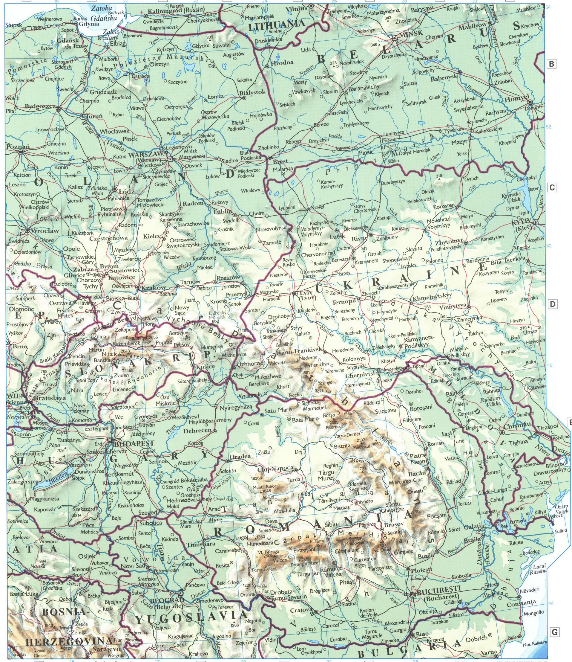 карта центра Европы