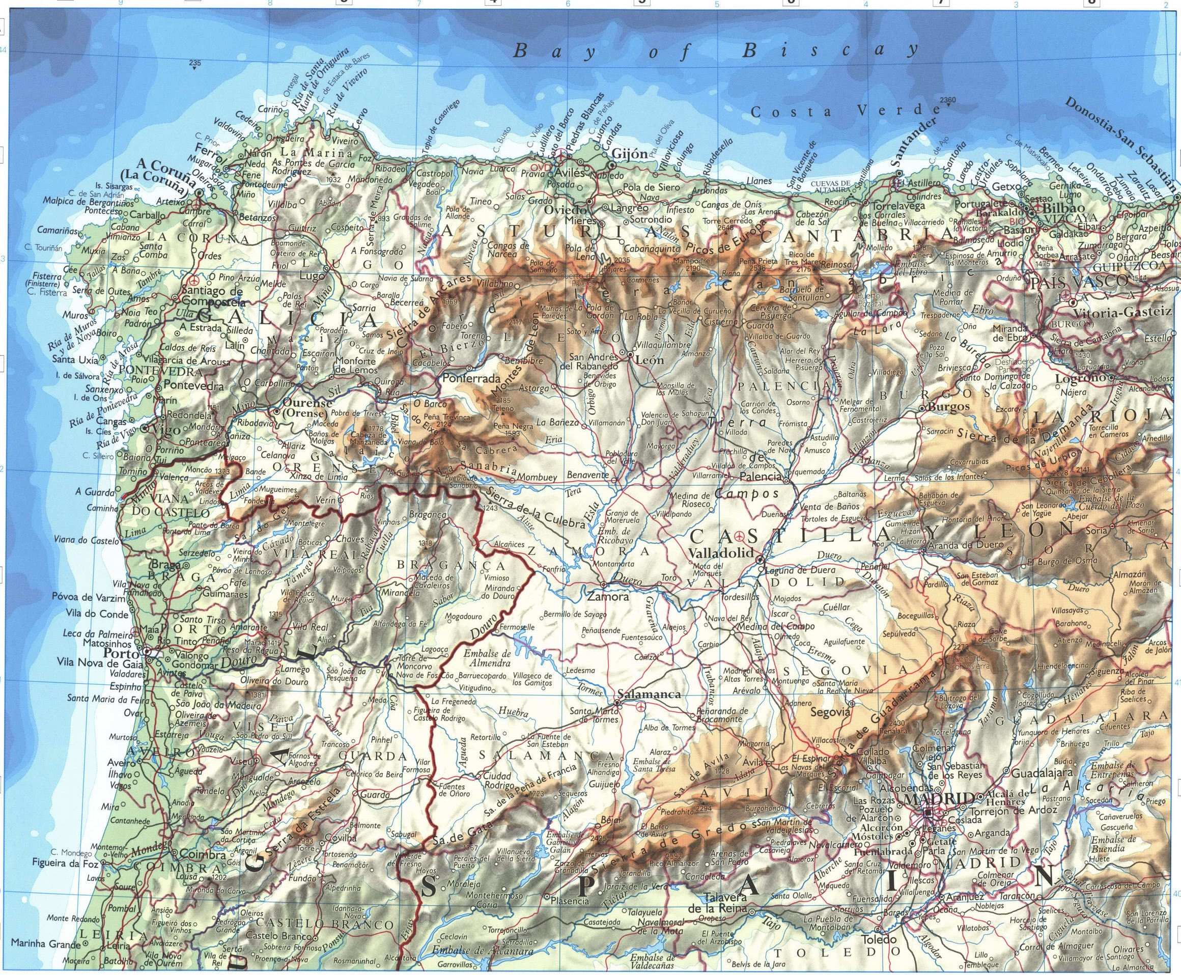 Север Испании карта