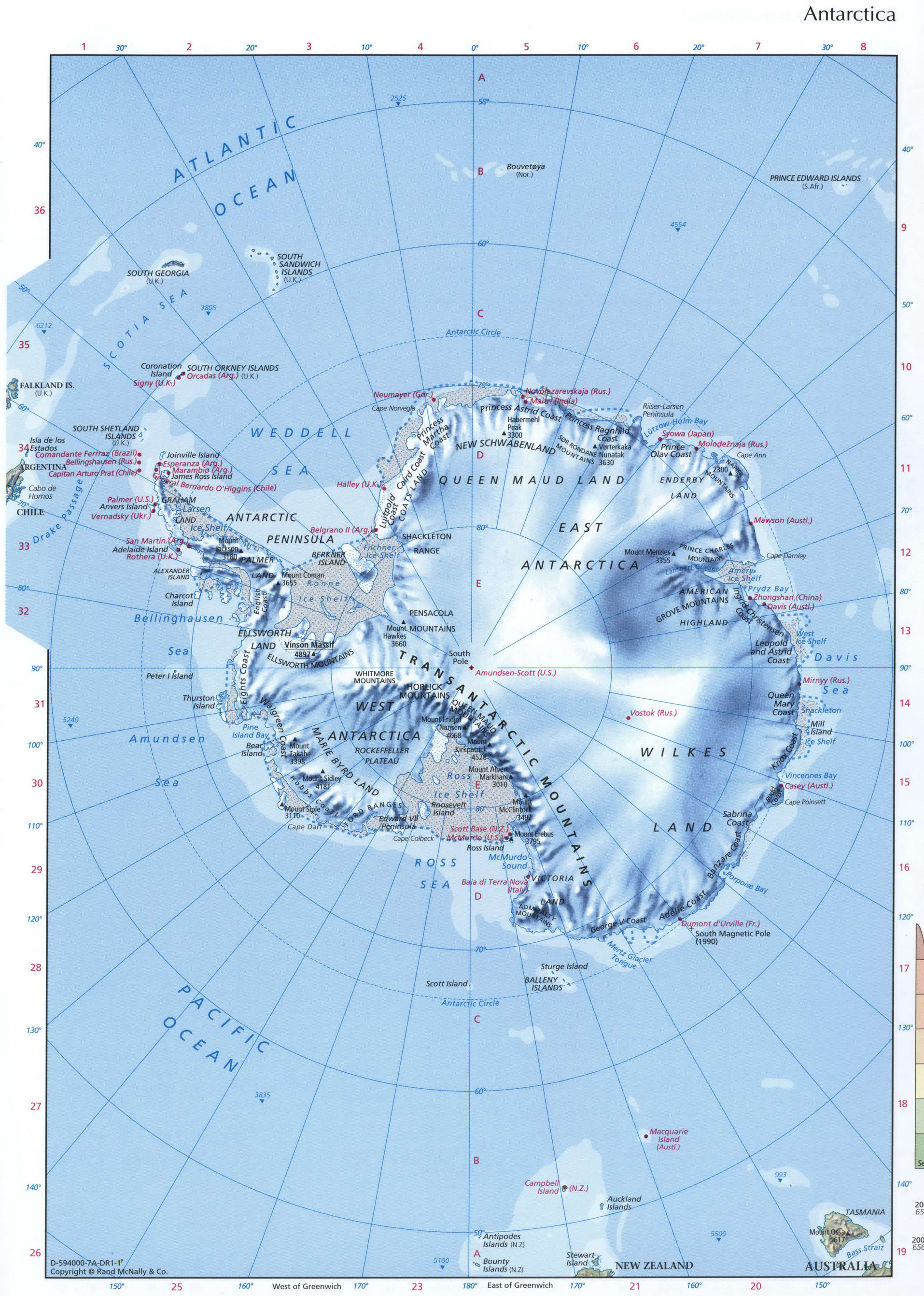 Антарктика карта физическая
