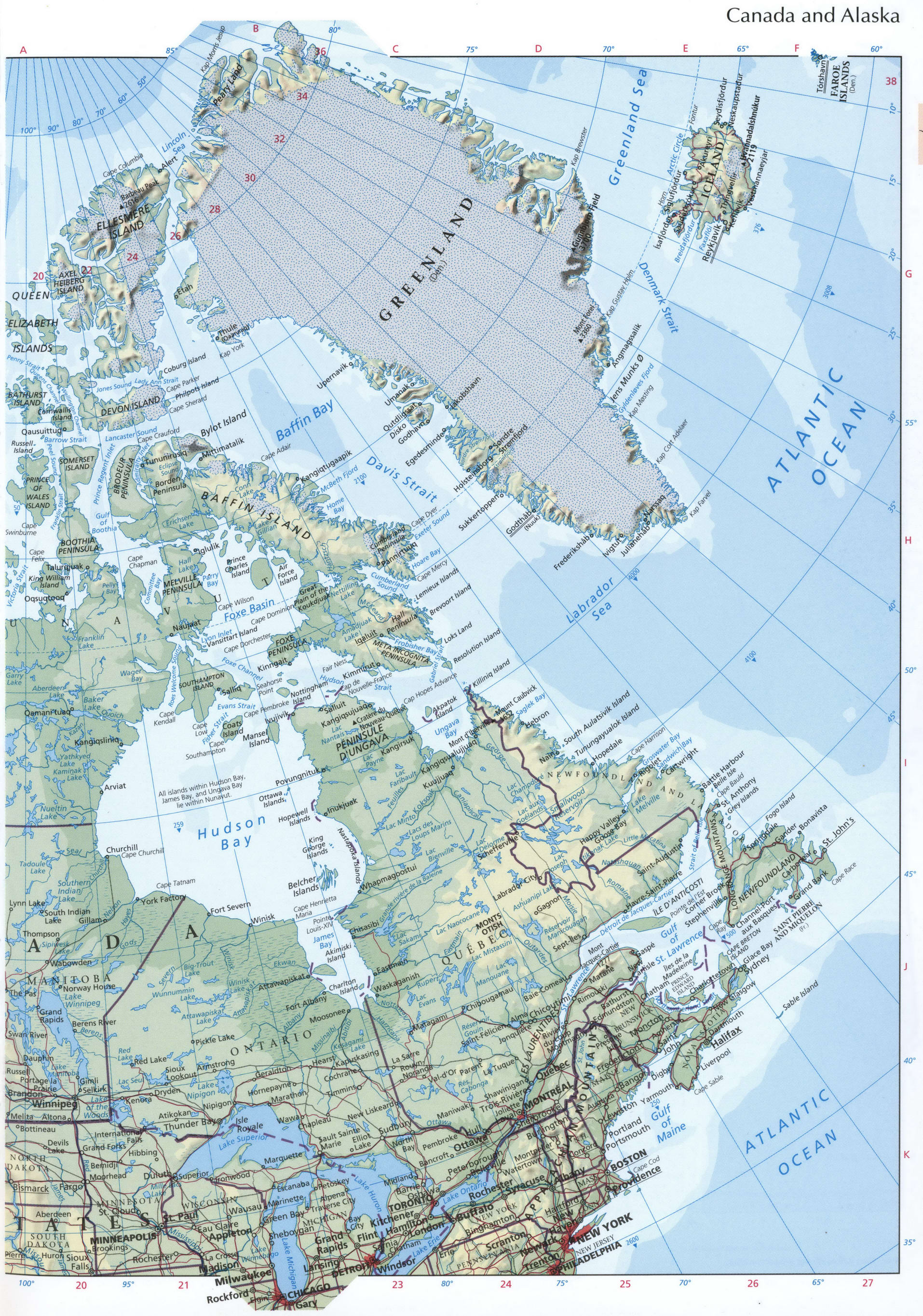 Восточная Канада карта
