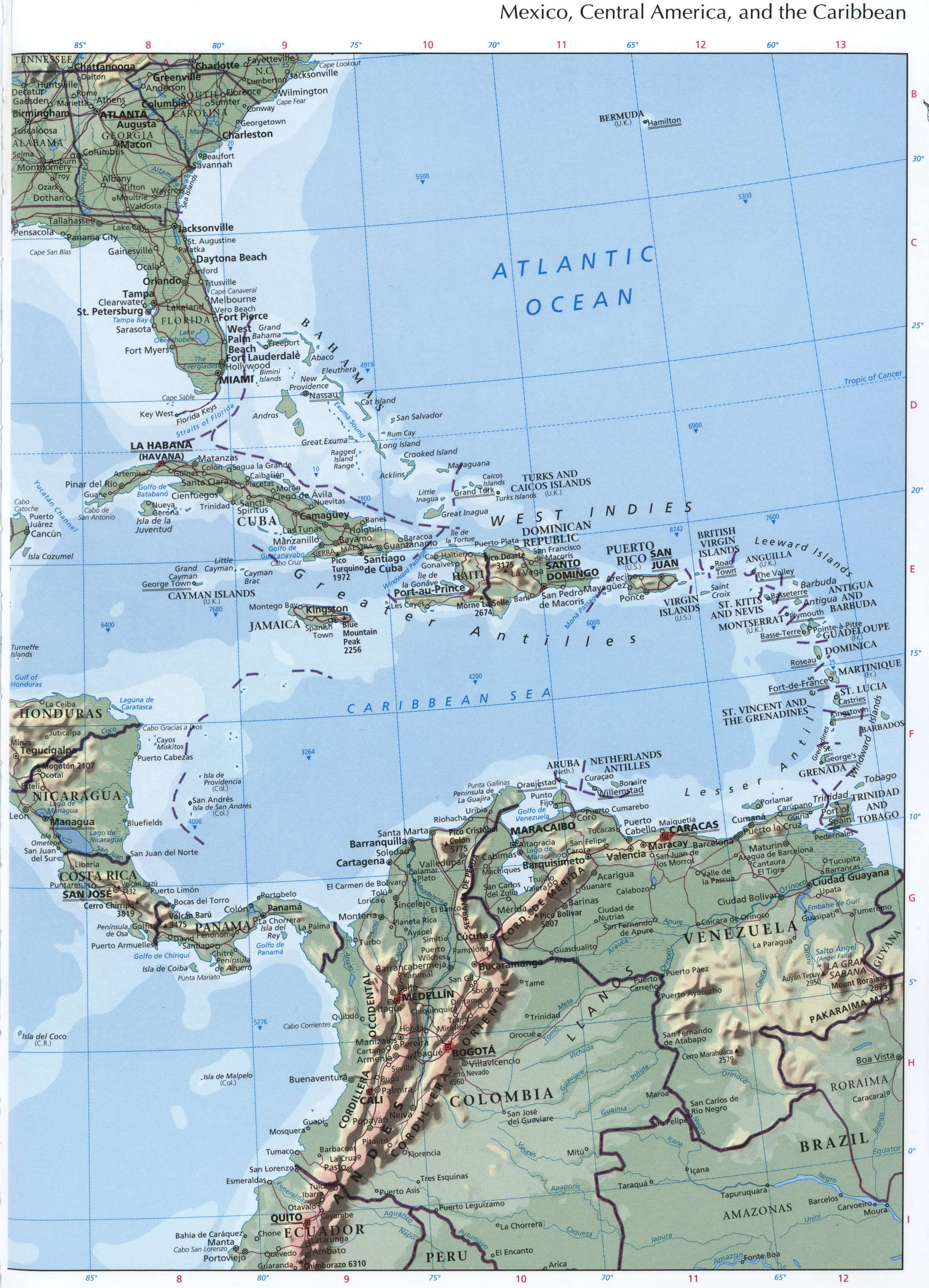 Куба и Панама карта