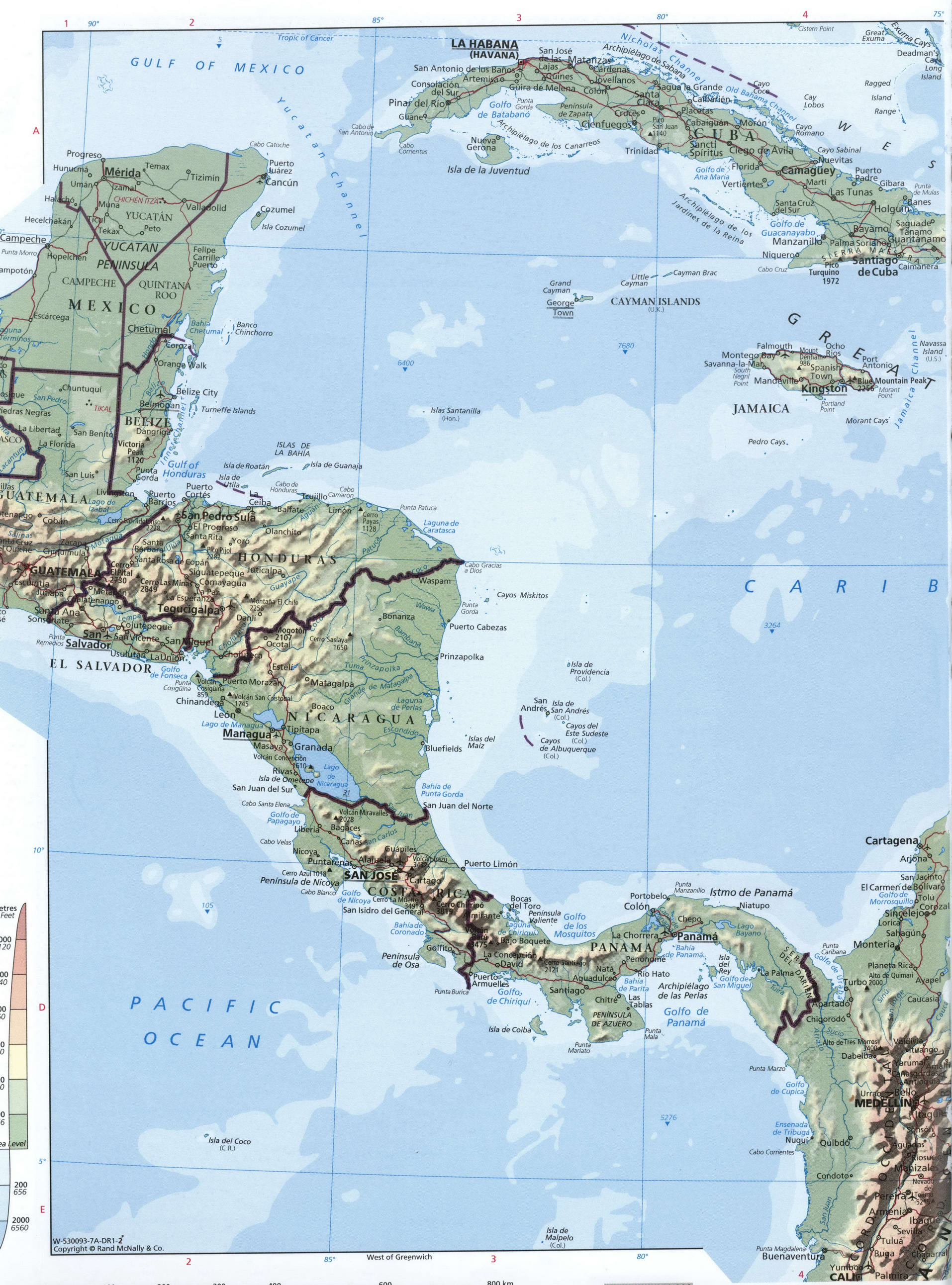 Центральная Америка карта