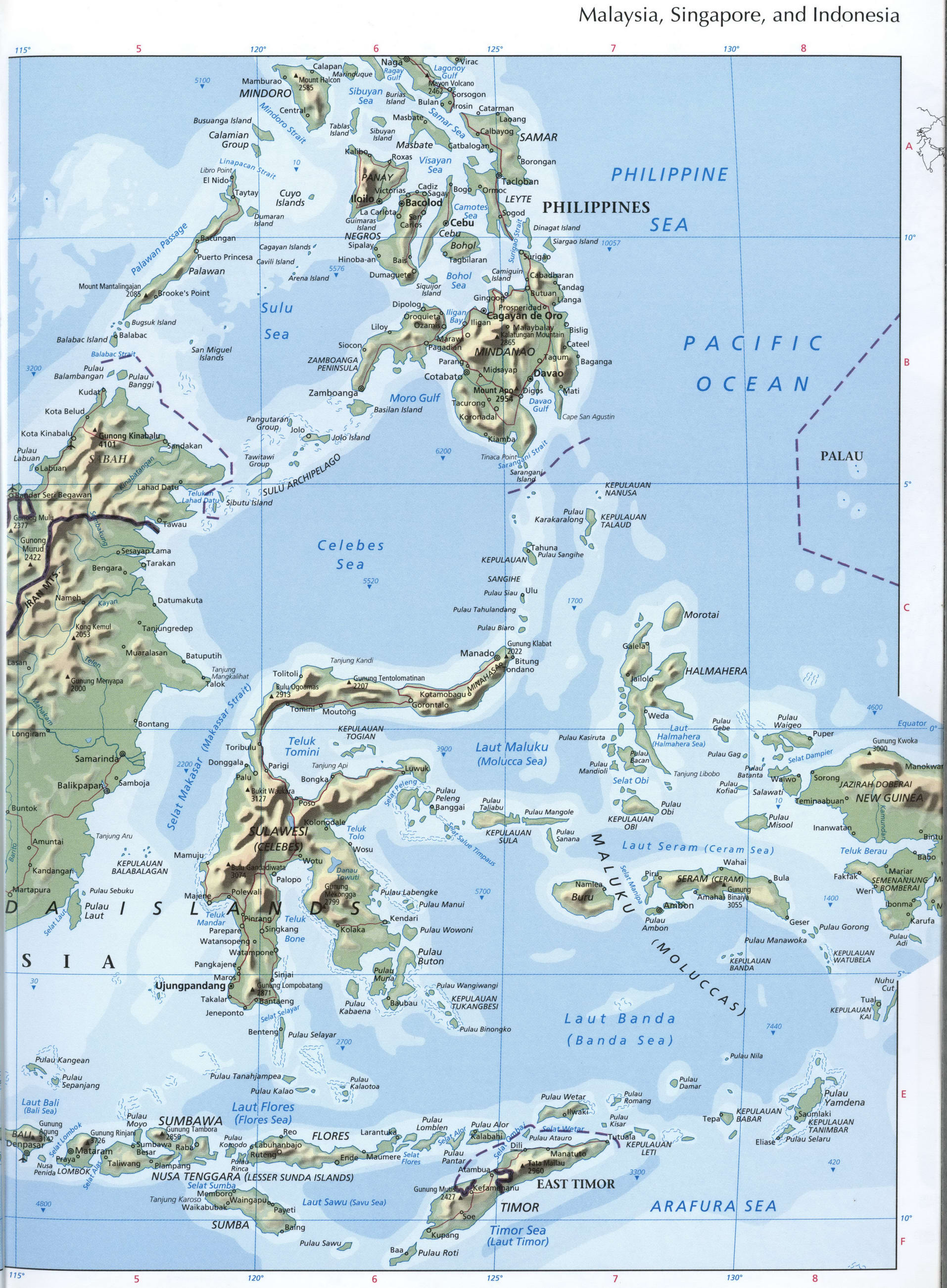 Малайзия и Тимор карта