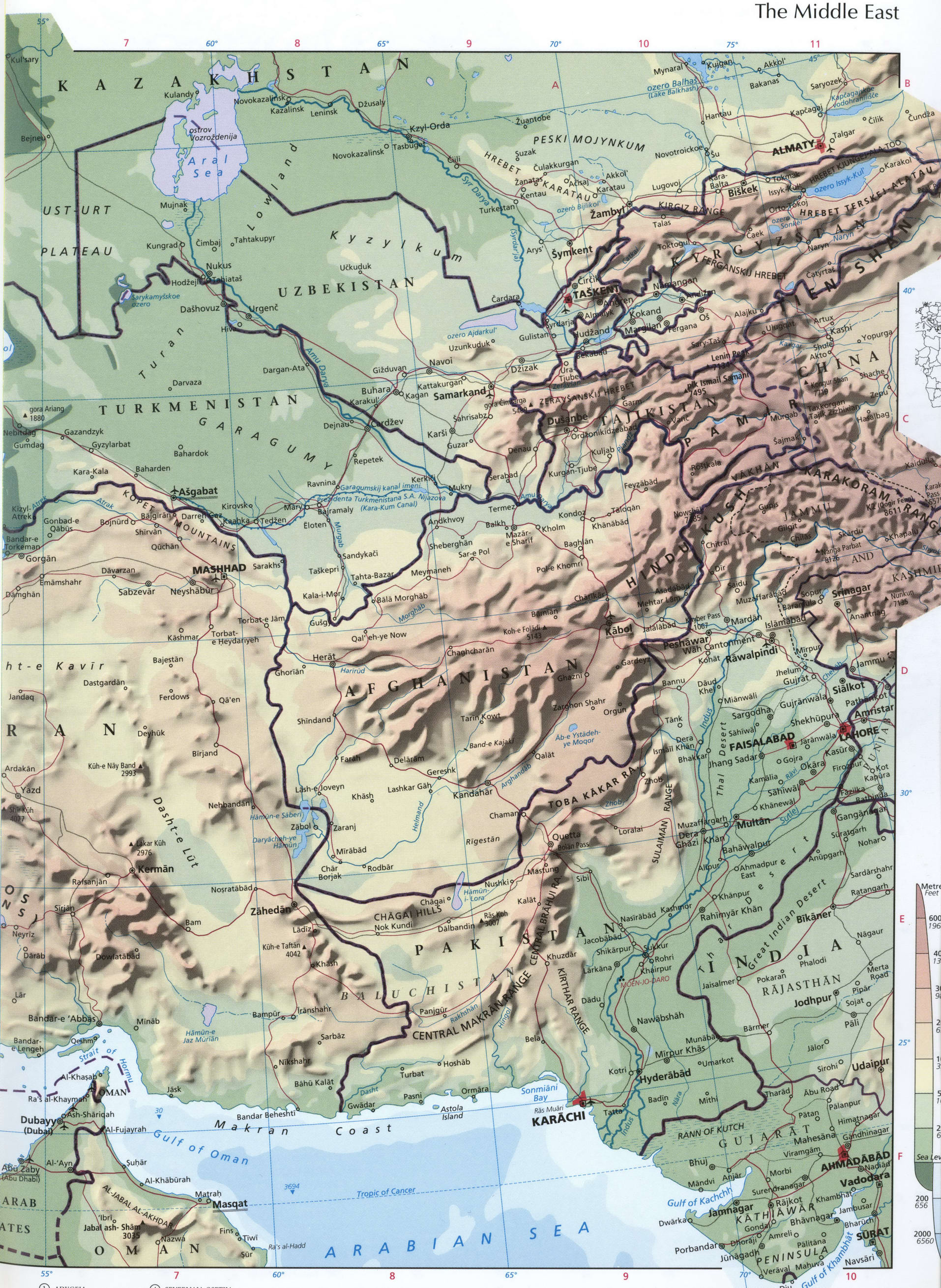 Карта среднего Востока