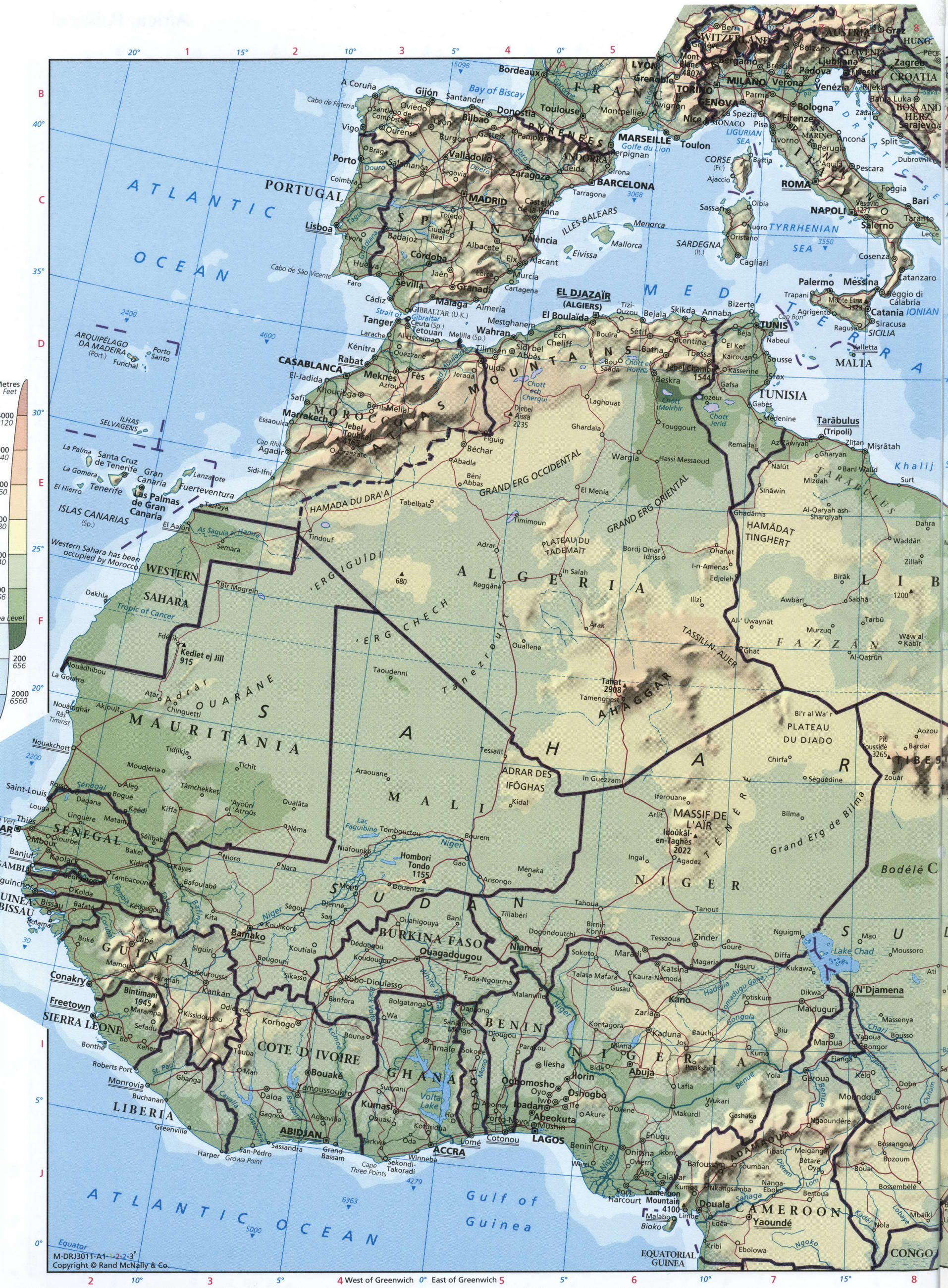 Западная Северная Африка карта 