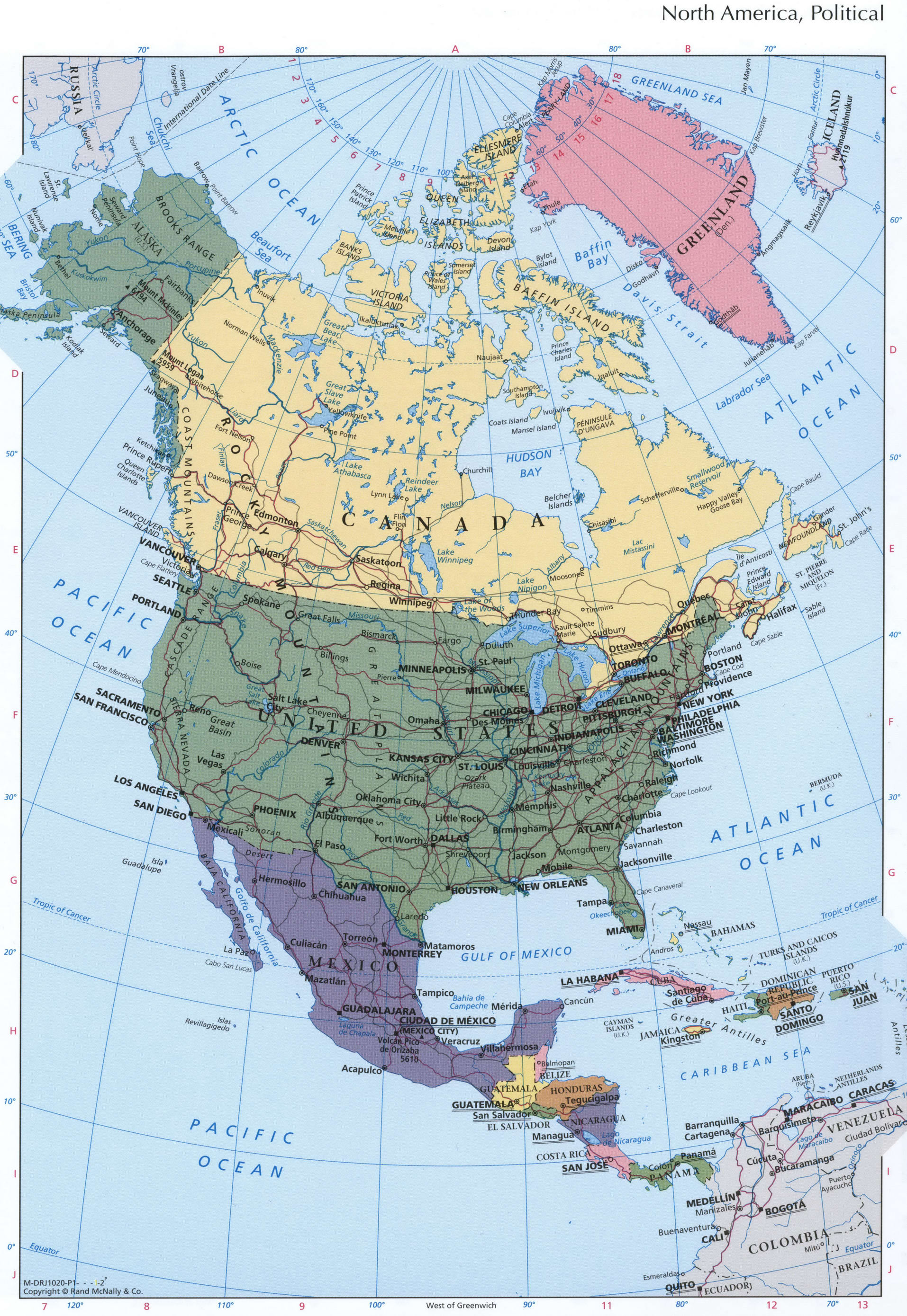 Северная Америка политическая карта подробная скачать бесплатно - Атлас мира
