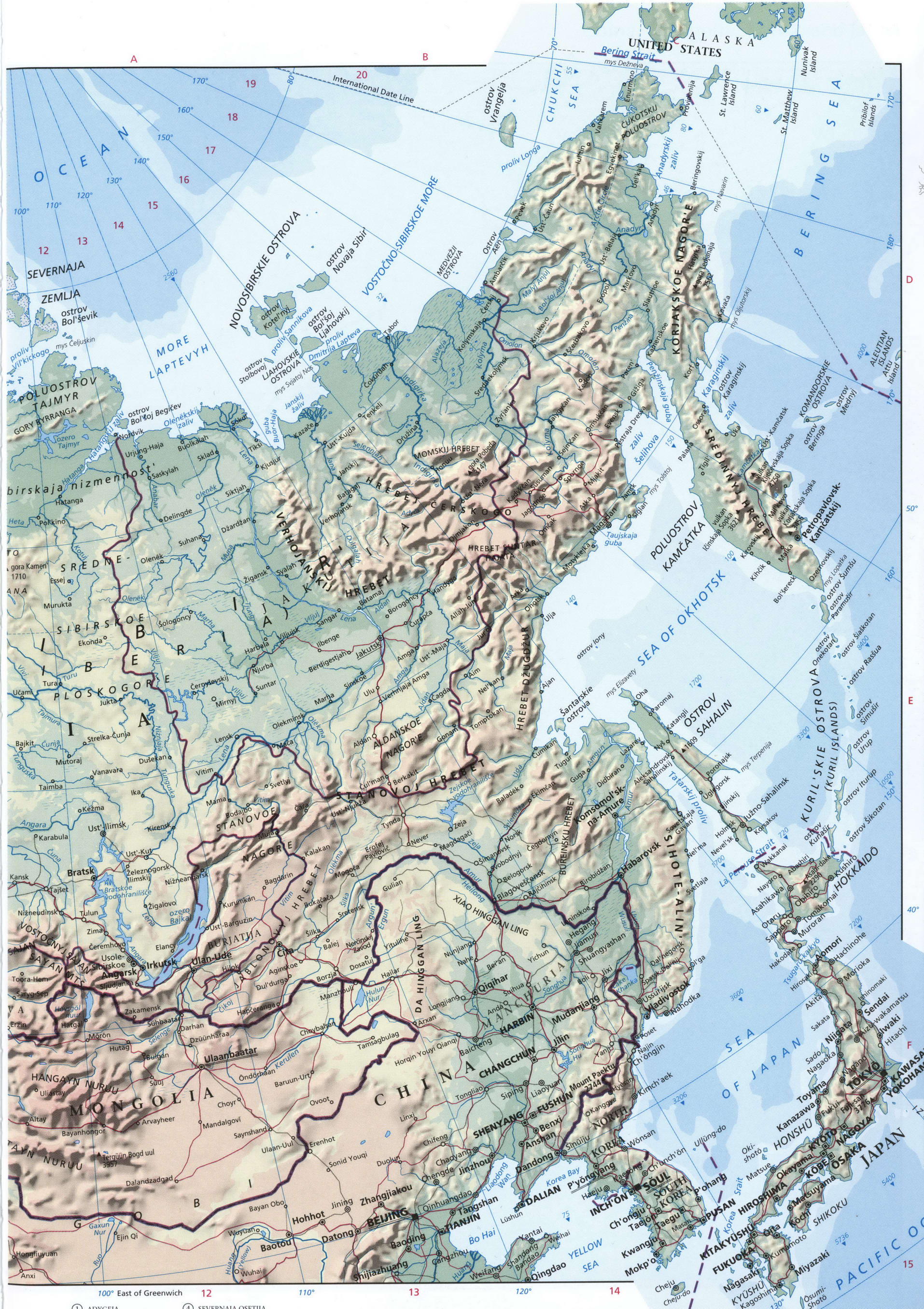 Физическая карта Сибири