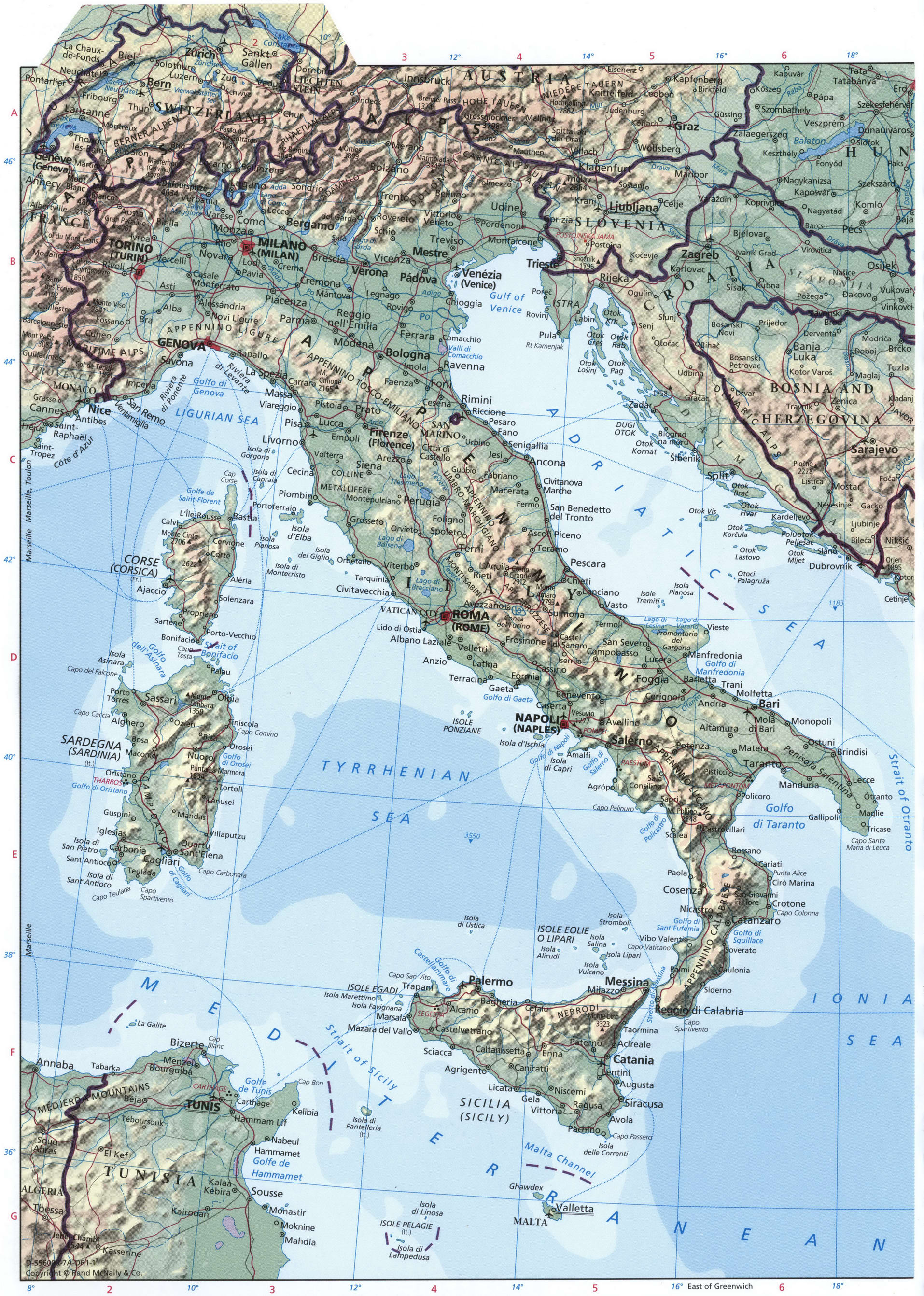 Карта физическая Южной Европы подробная крупномасштабная скачать - Атласмира