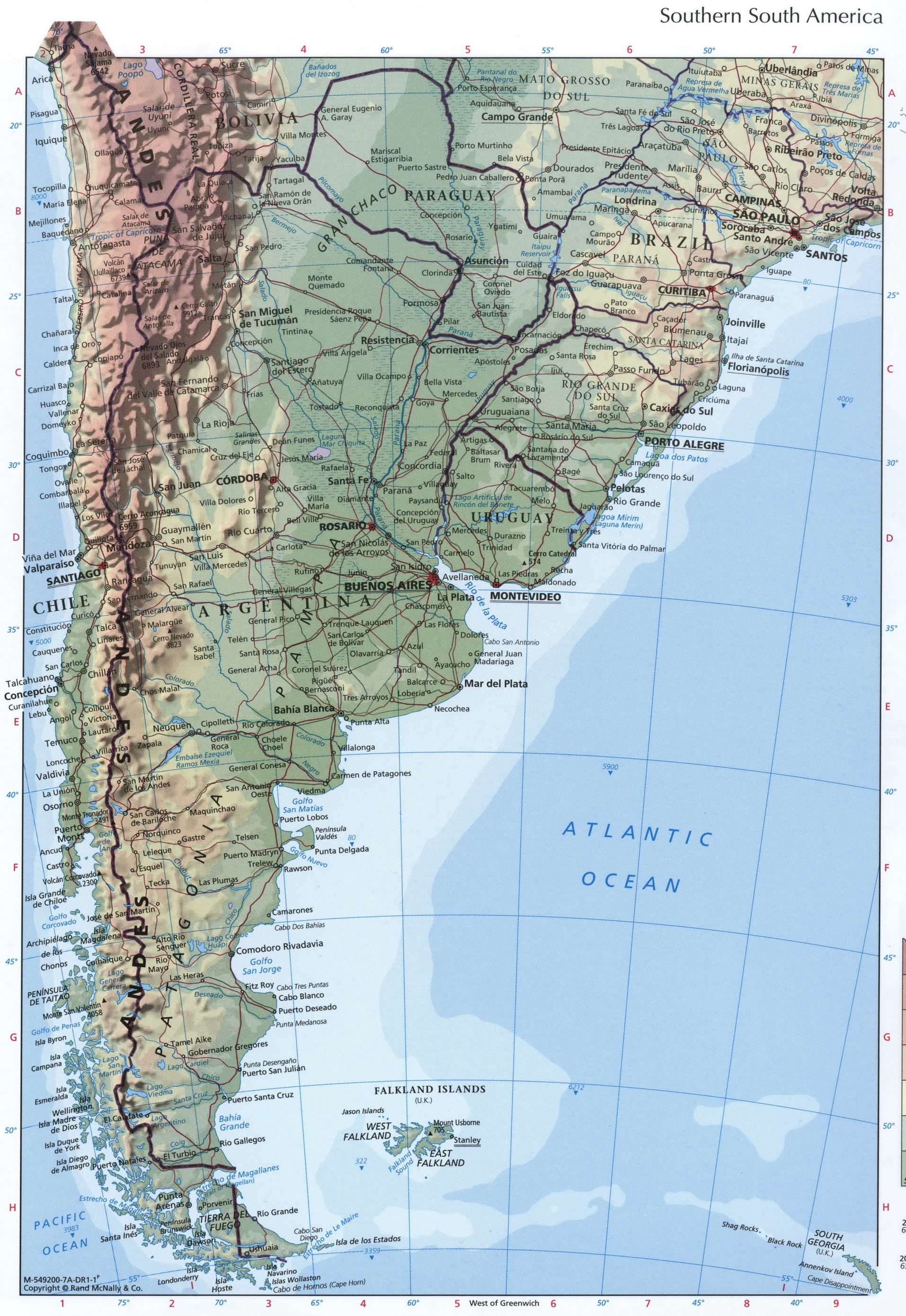 Юг Южной Америки карта