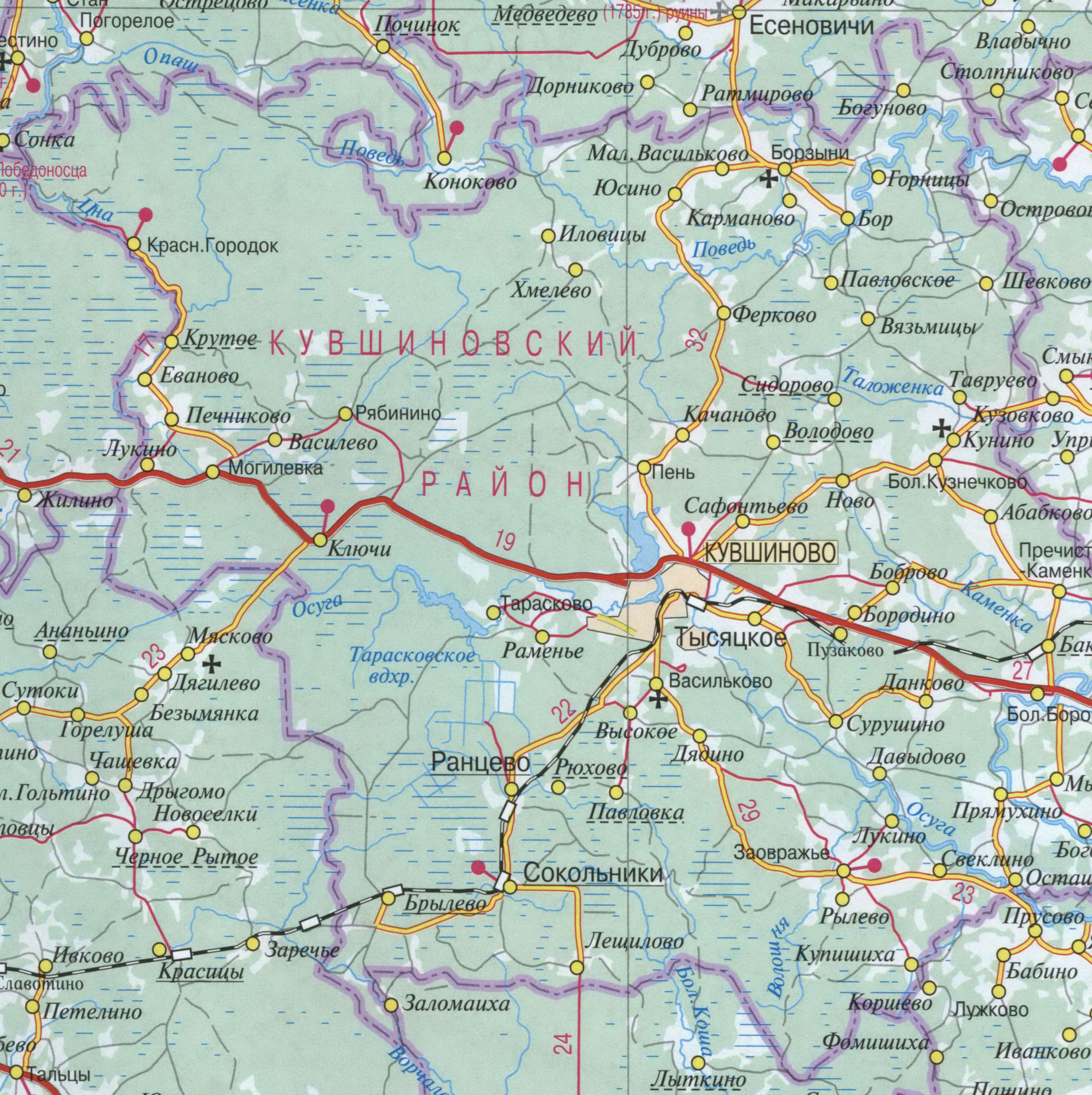 Карта Кувшиновского района Тверской области подробная