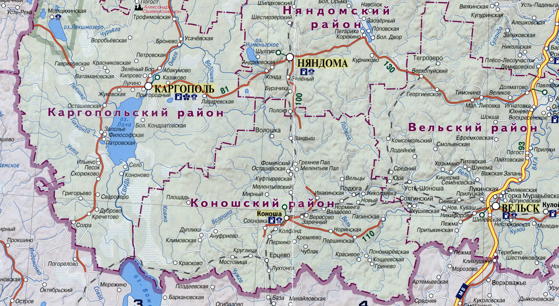 Коношский район карта