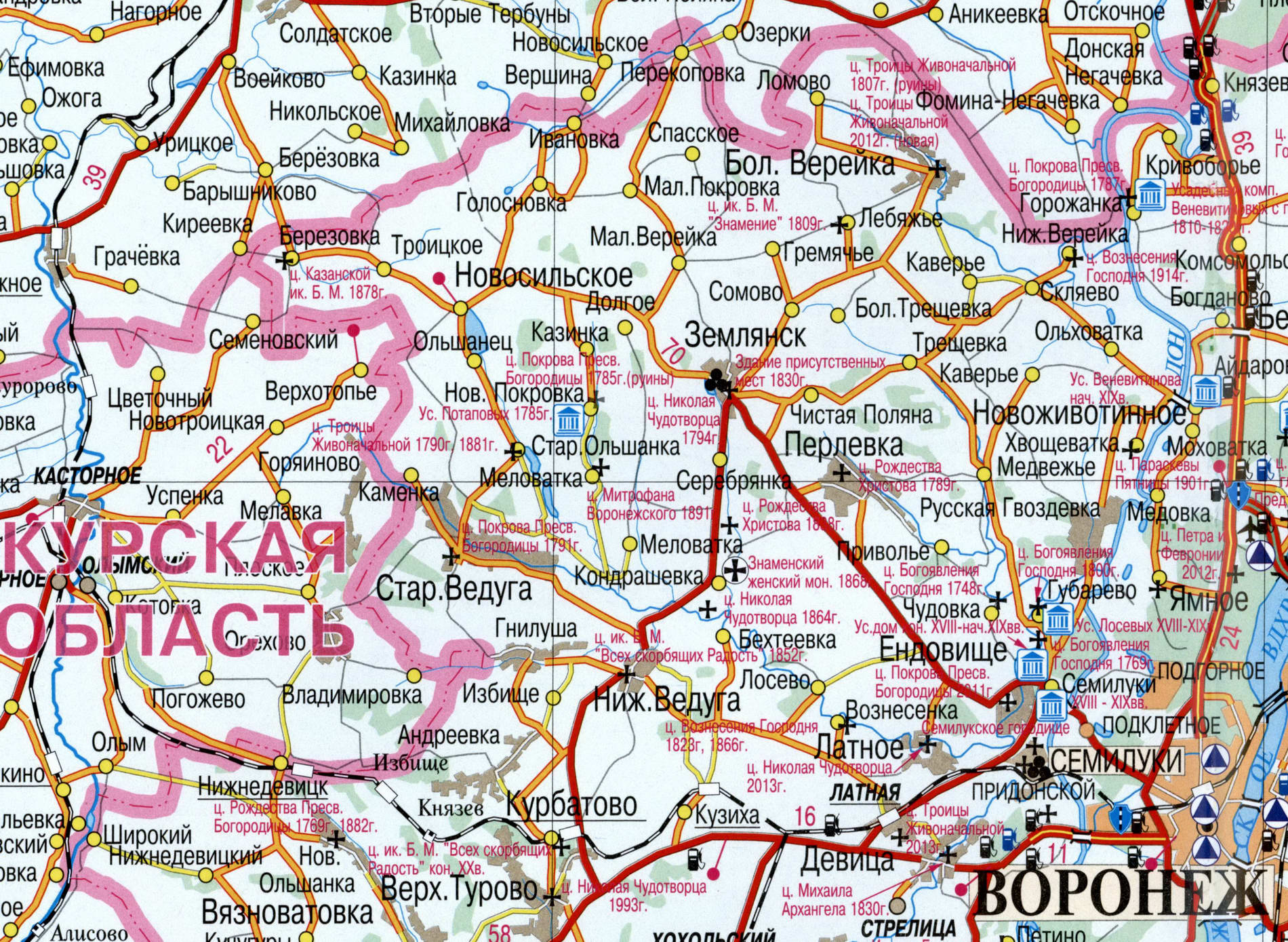 Семилукский район карта