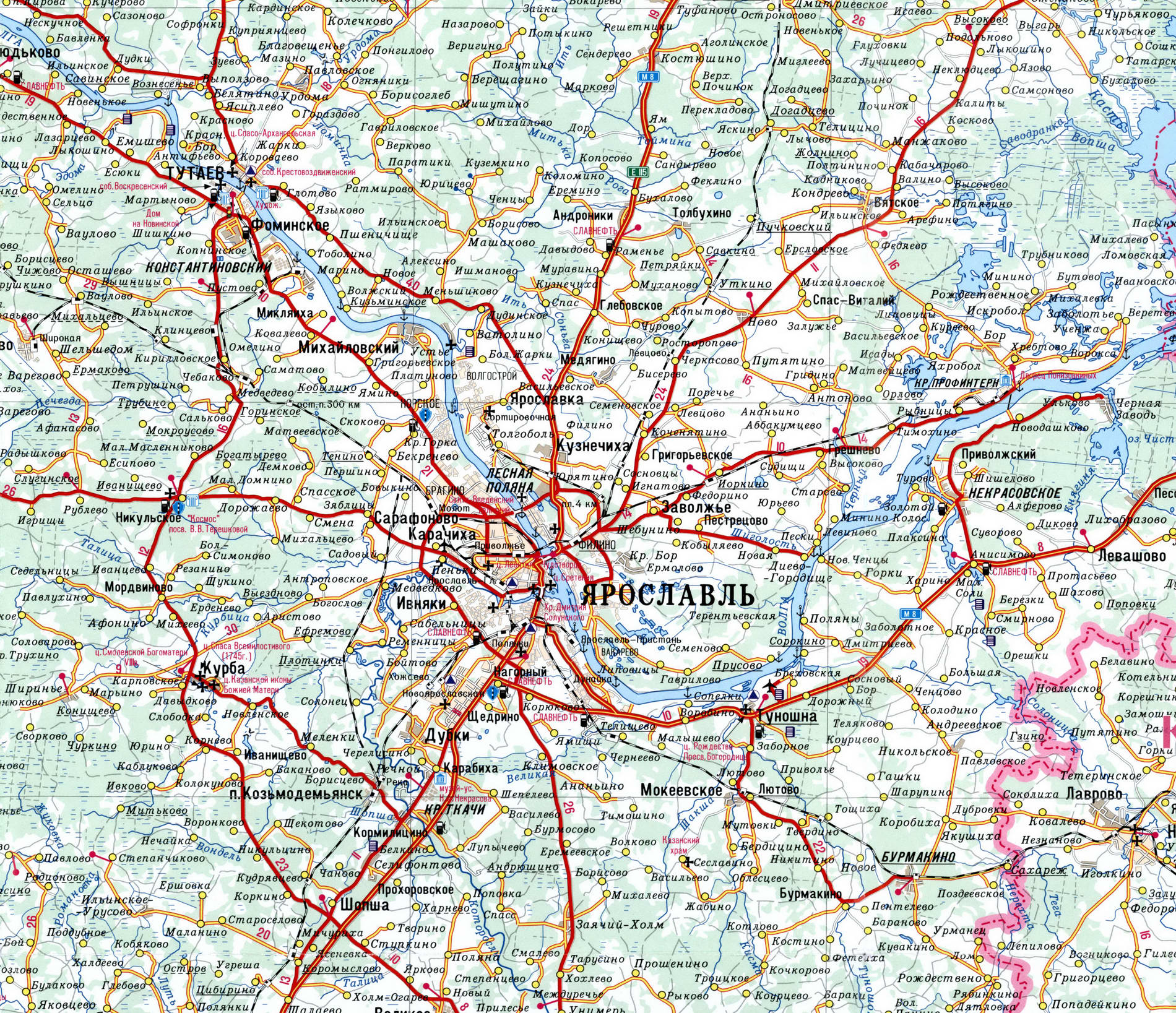 Ярославль на карте Ярославской области